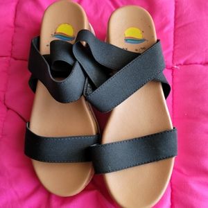 Black Sandals size 7M Gold and Tan Sandals size 5M